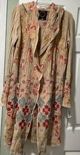 Johnny Was Embroidered Open Hoodie Duster Cardigan Size Small Retail 620