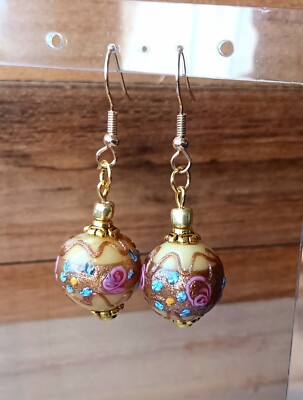 Vintage Murano  OhrringeGlasVintageVenezianische Ohrringe Hochzeitstorte Gelb
