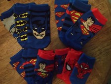 SUPER HEROS SOCKS / FOOTIES BATMAN SUPERMAN- 2 X 3 PAIR Total Of 6 Pairs