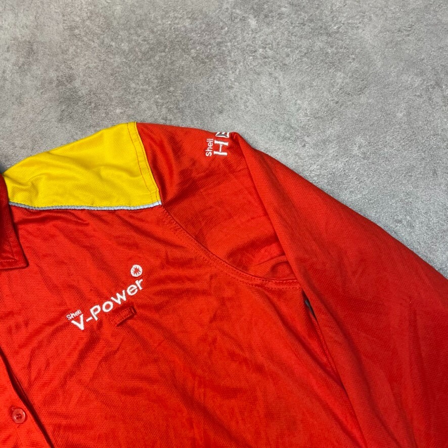 Shell Vintage Polo Shirt Womens 2XL Embroidered Logo Long Sleeve Top, Red image 5