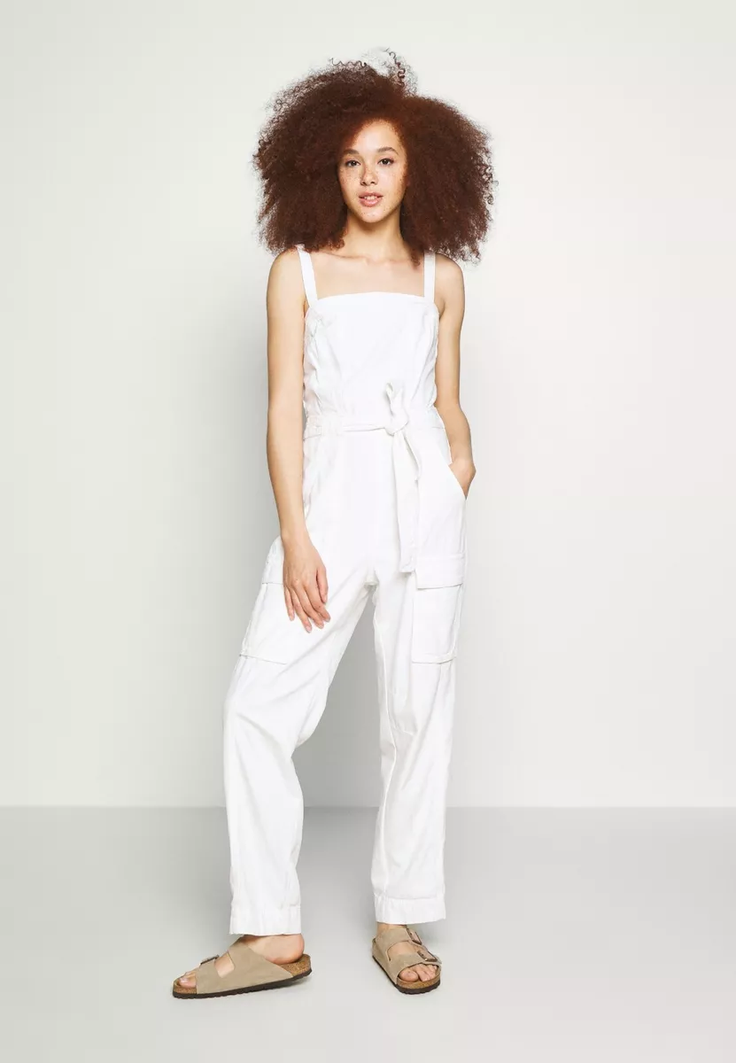 Woman s Free People Go West Utility White Jumpsuit L21507 Size Medium