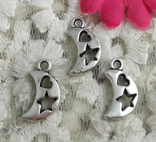 Free Ship 74 pcs Antique silver moon star charms 17X9mm H-3845