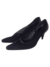Rita Eliseo Damen Pumps Größe 39 schwarz Spitze Leder mit Absatz 8 cm Schuhe