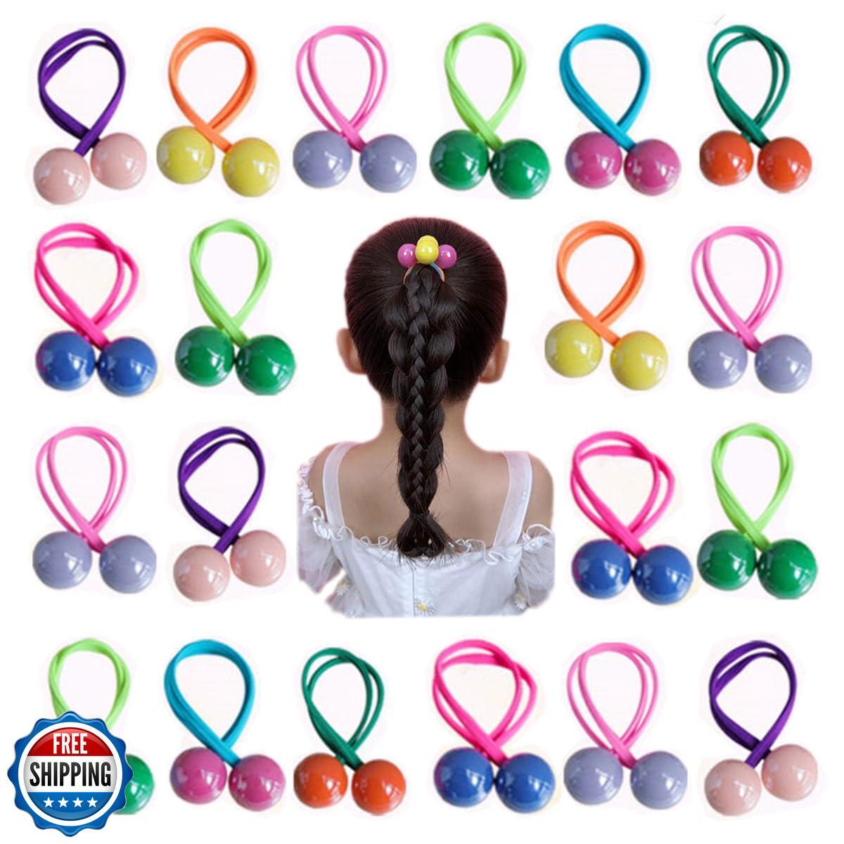 Snadulor 24 Pcs Double Balls Hair Ties,Cute Hair Ties for Girls,Baby Hair Tie