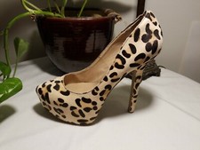 Womens STEVE MADDEN "Babyln-L" leopard print pony hair platform pump sz 9M