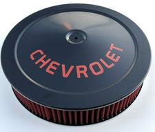 Air Cleaner Black Red Logo With Red Washable Filter Fits Chevrolet Cars Trucks