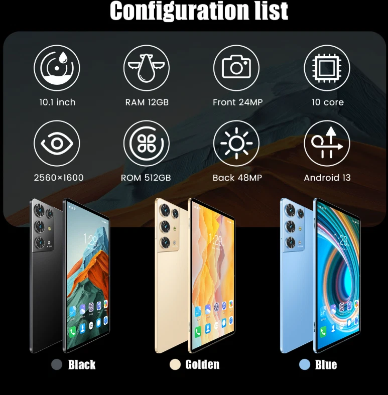 2025 平板电脑 Android 13 12GB +512GB 平板电脑 双卡双待 4G LTE 5G WiFi GMS Netflix — 第 2/4 张图片