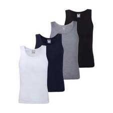 12 Mens Ribbed Vests 100% Cotton Comfortable Feel Summer Gym Tank Top S-2XL