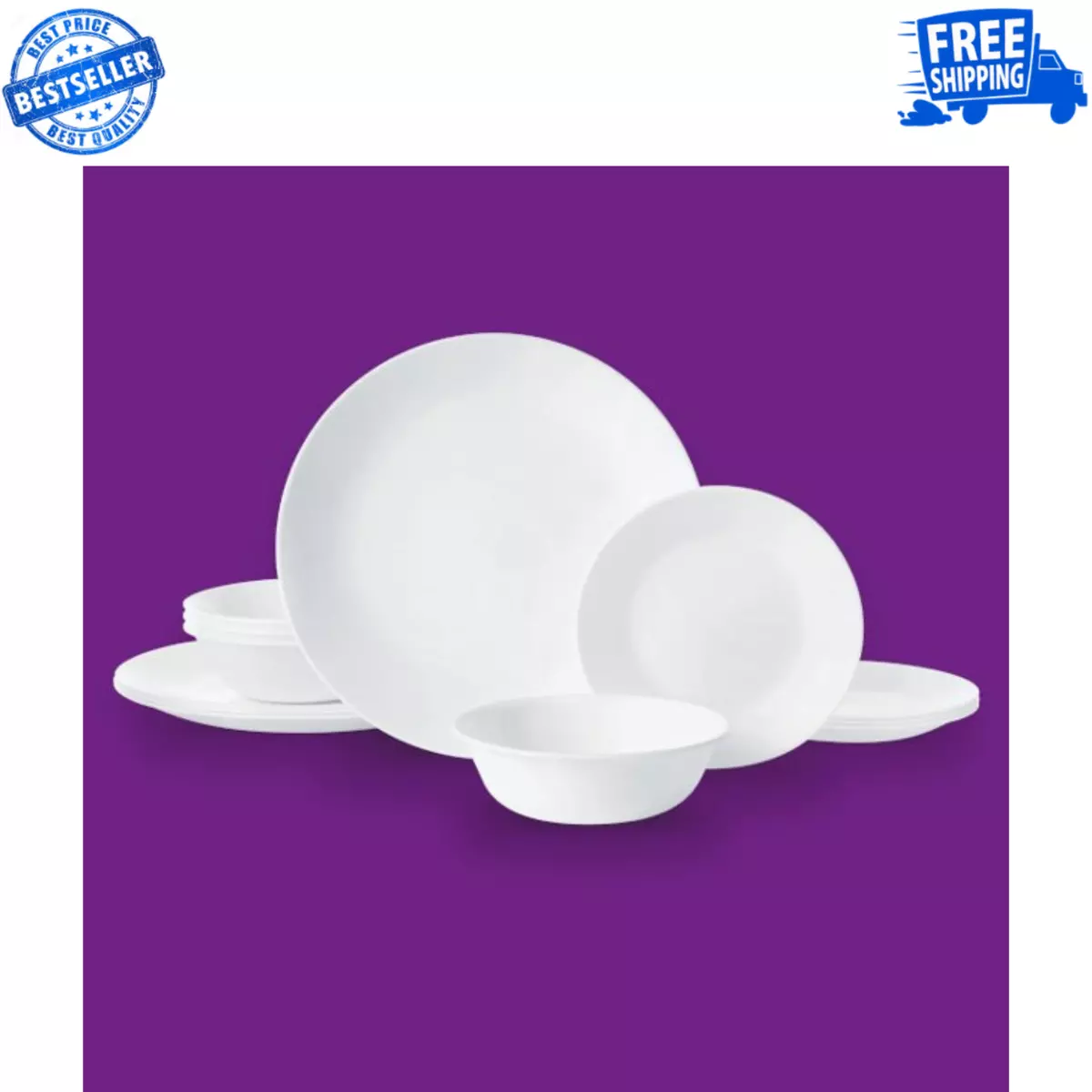 Corelle®- Winter Frost White, Round 12-Piece Dinnerware Set