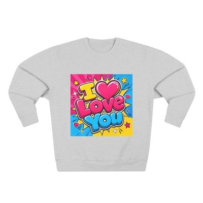 I Love You Pop Art Crewneck Sweatshirt | Heart Comic Graphic