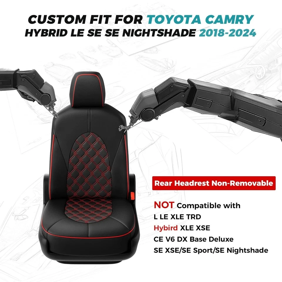 Fundas de asiento híbridas para Toyota Camry LE SE 2018 2019 2020 2021 2022 2023 2024... Foto 2 de 4