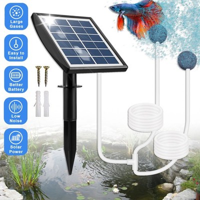 2W Solar Sauerstoffpumpe Aquarium Teichbelüfter Luftpumpe Außenpool Oxygenator
