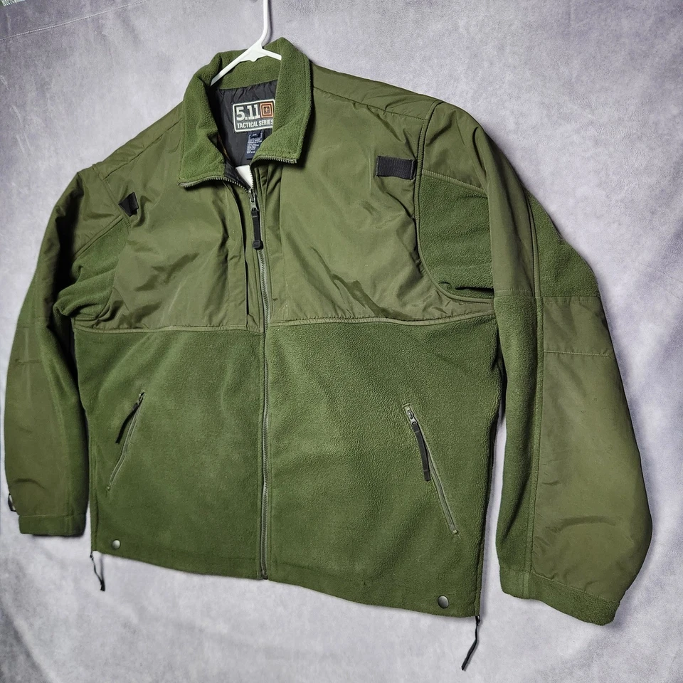 5.11 Tactical Series Green Fleece Lined Jacket Men's 2XL Warm Outdoor Gear - Image 3 of 4