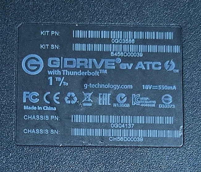 G-Technology 0G03586 1TB G-DRIVE ev ATC Thunderbolt Rugged All-Terrain Case - Image 3 of 4