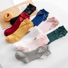 2025 New Kids Socks Toddlers Girls Big Bow Knee High Quality Long Soft Autumn Wi