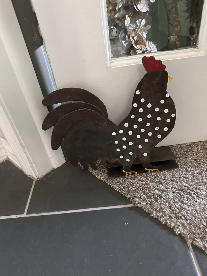 Tope de puerta de metal blanco negro gallo Foto 2 de 4