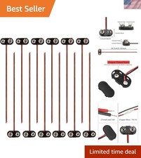 T-Type 9V Battery Clip Connectors - 12 Pack with Copper Contacts and Wire Leads