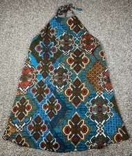 Show Me Your Mumu Katy Teal Boho Print Halter Mini Dress Size Small Lined