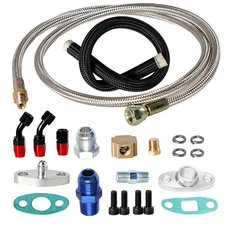 Turbo Charger Oil Drain Return Line Oil Feed Complete Kit For T3 T4 T70 T66 GT35
