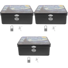 Set of 3 Metallbox Mit Schloss Vintage Schatztruhe Zinnplattenkoffer