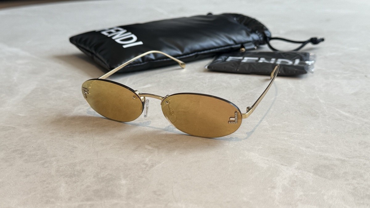 Fendi FIRST CRYSTAL Women Sunglasses Rose Brown Oval FE4075US 28Y NEW AUTHENTIC FENDI First Crystal FE4075US 28Y Rose Gold Light Brown Lens  main image 2