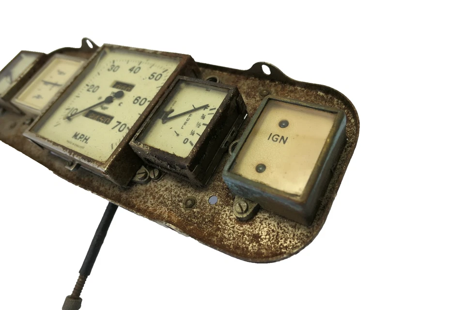 Austin A40 Devon Velocímetro Presión de Aceite Combustible Amperímetro Medidor Conjunto Cuadro de Tablero Foto 3 de 4