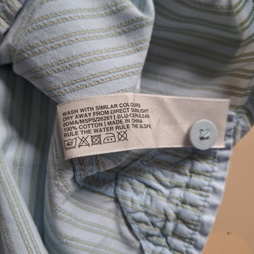 'FAT FACE' 1/2 BUTTON L-XL (24"P-P) SHORT SLEEVE PALE GREEN STRIPED SHIRT. 0665 - Picture 10 of 13