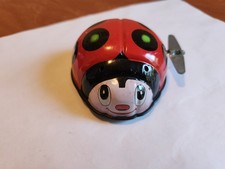 Vintage Tin 70s Wind-up Ladybird Bug Ladybug Japan Toy Hero Working Red