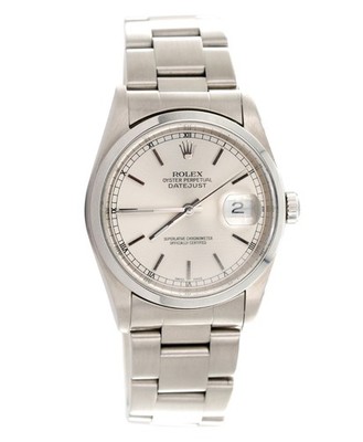 Rolex Datejust 16200 Mens Stainless Steel Watch w/Oyster Band Silver Dial