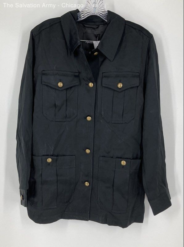 Madewell Womens Black Pockets Long Sleeve Safari Jacket Size Medium
