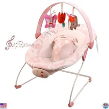 Musical Bouncer Seat   Cozy Infant Chair with Sensory Toys, Washable Pad, 0-6M