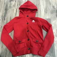 Vintage Sweatshirt BURTON Womens Mid Hazel Full Zip Cardinal Size XS Big Buttons