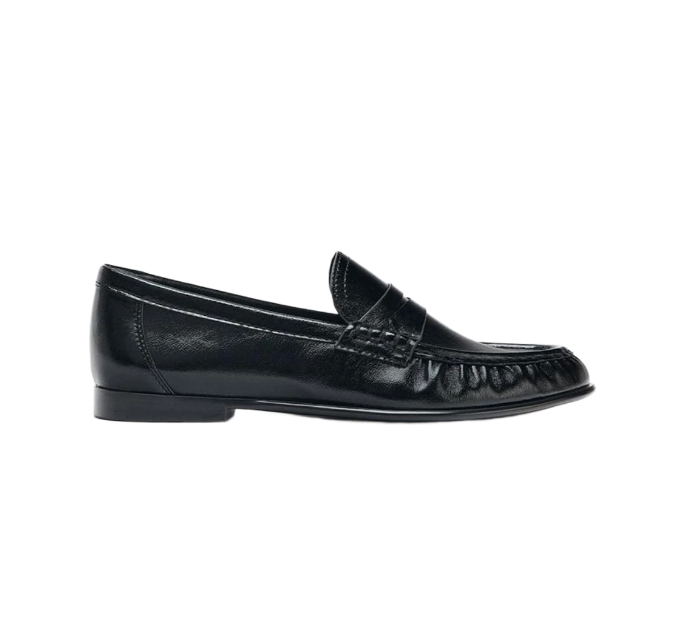 靴 Gathered Penny Loafer Zara Soft Gathered Loafer Black 2515/610/611/800 | eBay