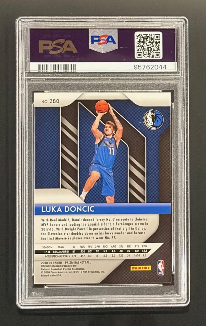 Luka Doncic 2018 Panini Prizm #280 RC PSA DNA Auto view 2