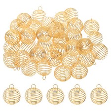 Spiral Bead Cages Pendant, 40Pcs 25x30mm Spring Stone Holder Gold Tone