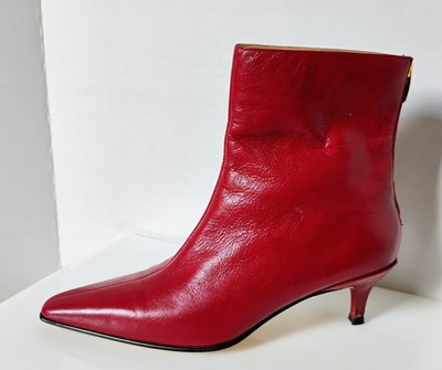 Like NU AK Anne Klein Ox Blood Leather Pointed Toe Ankle Boots 8 or 38