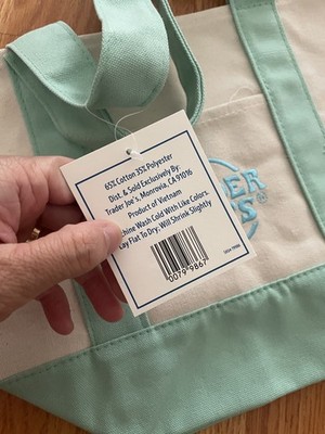  Trader Joe's NEW AUTHENTIC MINI CANVAS REUSABLE TOTE BAG pastel Green NWT