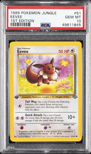 1999 POKEMON JUNGLE 1ST ED #51 EEVEE PSA 10