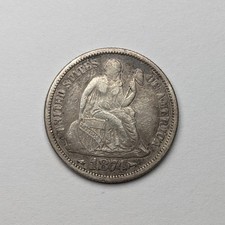 1874 Arrows Seated Liberty Silver Dime VF