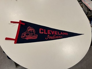 original VERY RARE STYLE c. 1950's CLEVELAND INDIANS FULL SIZE baseball PENNANT