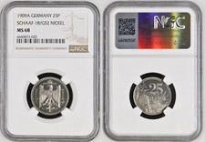 Kaiserreich 25 Pfennig 1909 A Motivprobe Vorder-und R&uuml;ckseite  NGC MS 68  130797