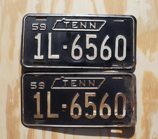 1959 Tennessee License Plate Plates PAIR / SET