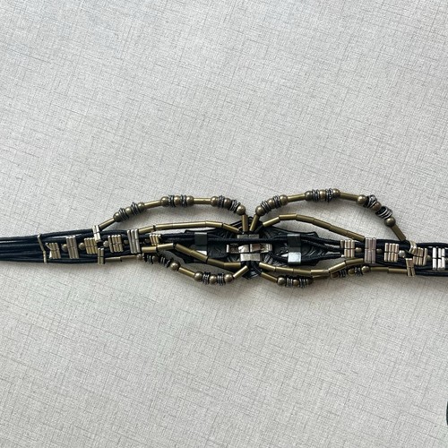 Vintage Tribal style Metal & Cord Belt 7 Strands, 40” Long , Boho Chic. - Foto 6 di 8
