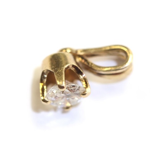 14k yellow gold round natural solitaire diamond .15ct pendant charm 0.3g I1 G - Picture 4 of 6