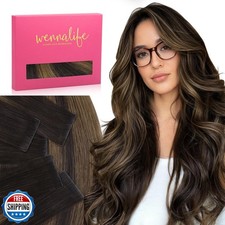 WENNALIFE Invisi Edge Tape in Hair Extensions Human Hair, 16 Inch 25g 10pcs B