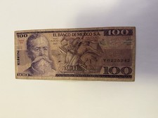 MEX Bank Notes: El Banco de Mexico S.A, 100 Pesos 1982 Serie VG No. Y6225242