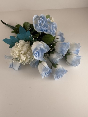 Light Blue Rose Silk Flowers Wedding Bouquets Centerpiece Fake Faux Artificial 2 - Picture 4 of 7