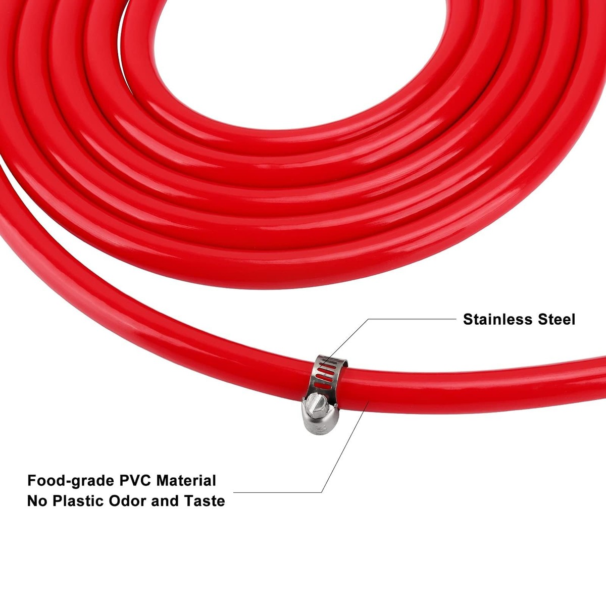 Kit Tuyau Gaz CO2 Pour Kegerator - 5.5 Pieds Avec Raccord Inox Et Bouchon De Carbonatation