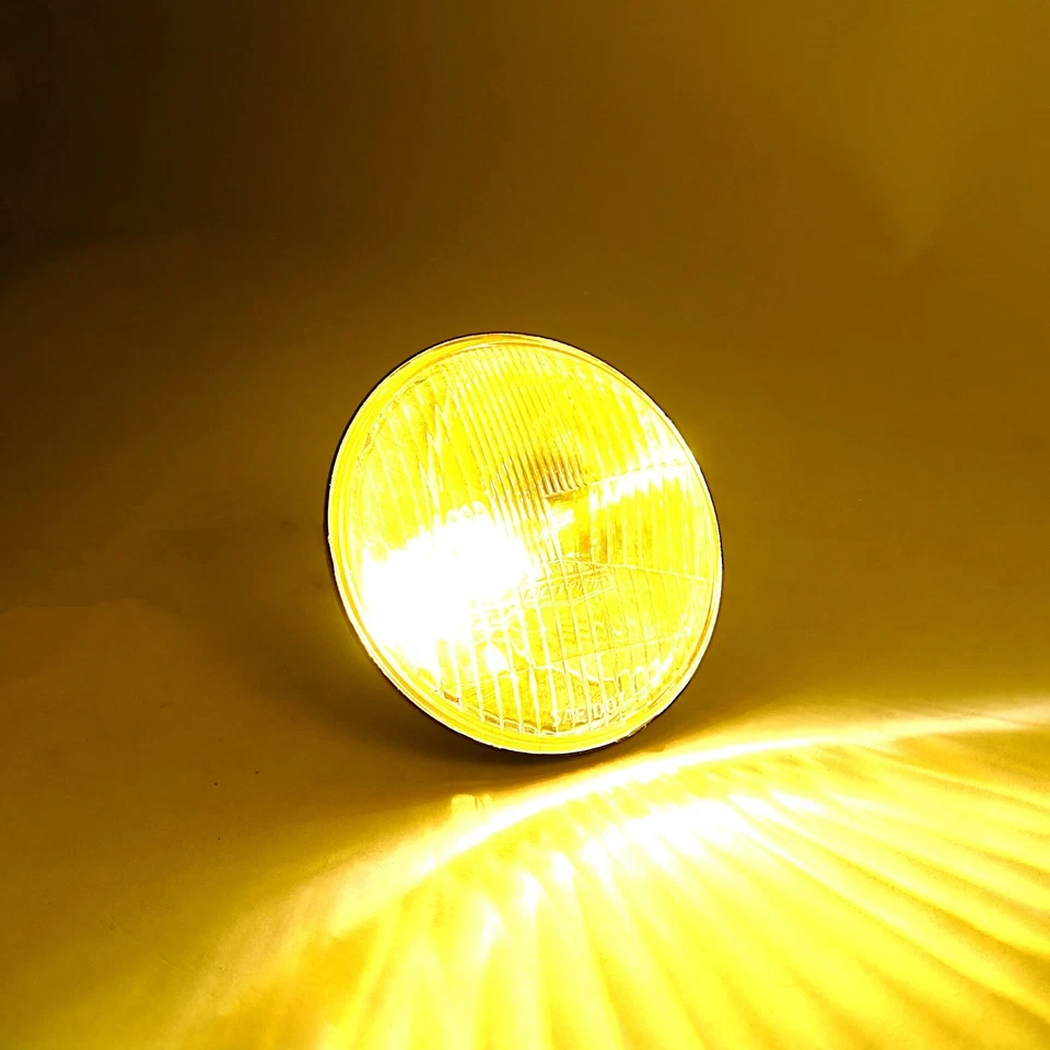 Juego de bombillas H4 de vidrio amarillo ámbar faros cristalinos LED de 5-3/4" Foto 2 de 4