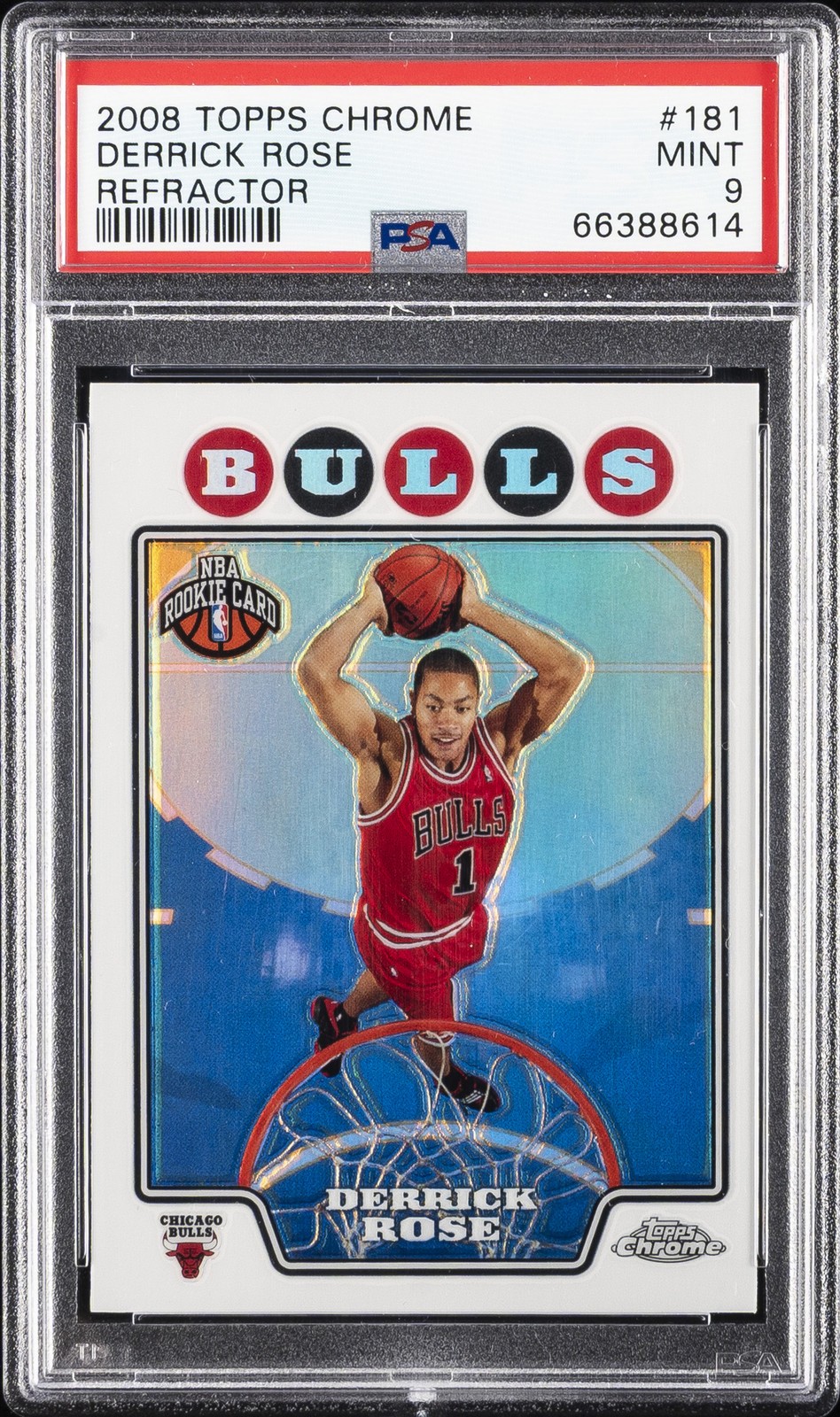 2008 TOPPS CHROME REFRACTOR #181 DERRICK ROSE ROOKIE RC PSA 9